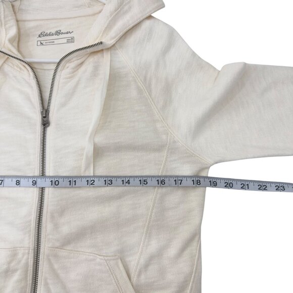 Eddie Bauer Womens SZ M Cream-Ivory Full Zip Hoodie Sweater Reglan Long Sleeve - Picture 5 of 13